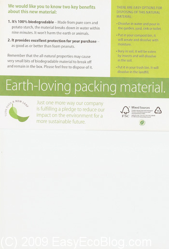 Earth Loving Packing Material from Macy's