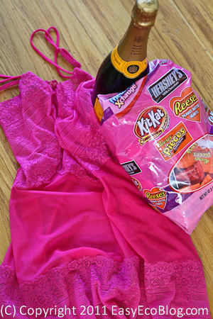 Valentine's Day, Champagne, lingerie, chocolates